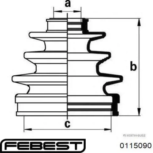 Пыльник ШРУСа внутренний, передней полуоси Febest 0115090
