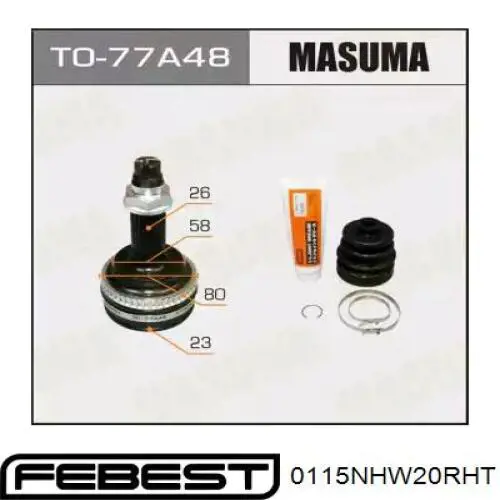 Пыльник ШРУСа внутренний, передней полуоси Febest 0115NHW20RHT