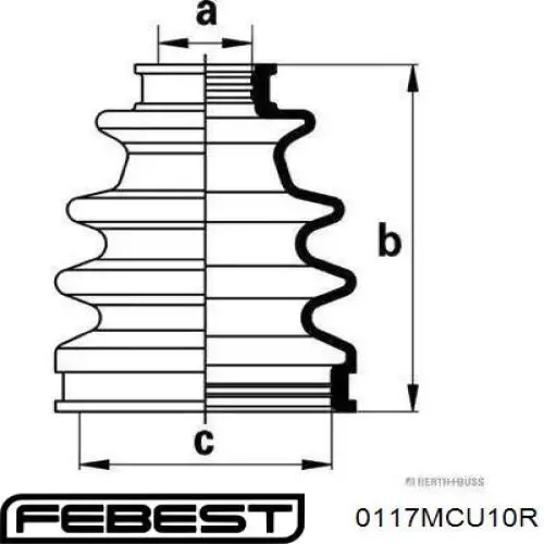 Купить 0117MCU10R Febest Пыльник ШРУСа задней полуоси наружный