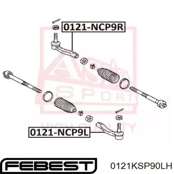 Купить 0121KSP90LH Febest Наконечник рулевой тяги, внешний