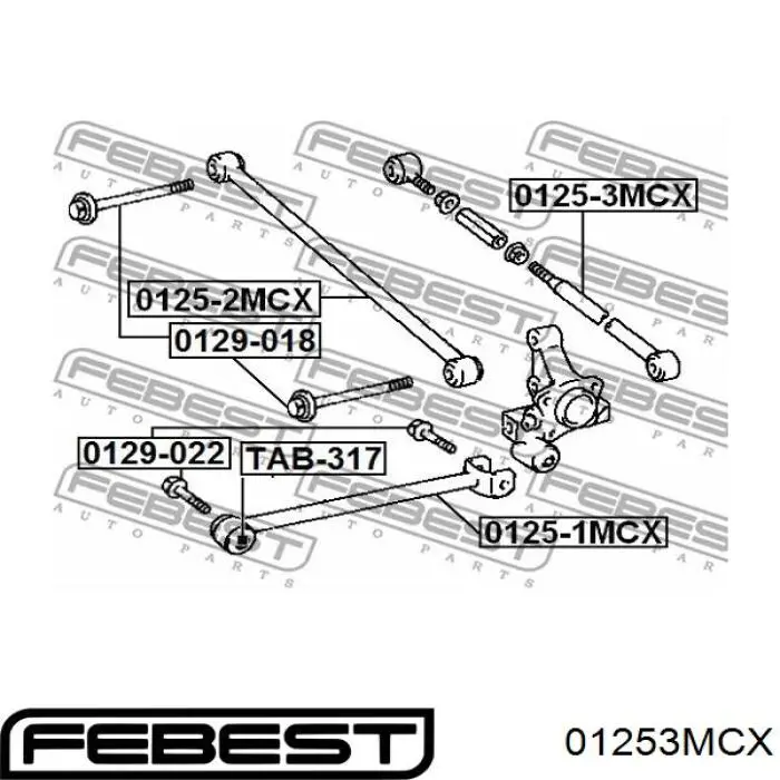 Купить 01253MCX Febest Тяга поперечная задней подвески