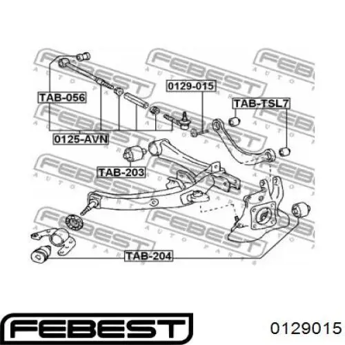 Болт крепления заднего верхнего рычага, внутренний 0129015 Febest
