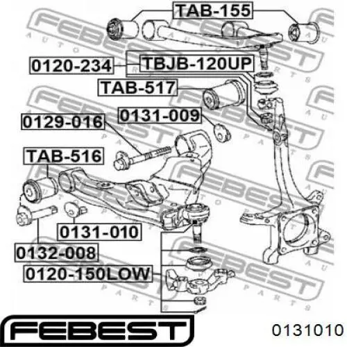 Купить 0131010 Febest Шайба болта крепления переднего рычага, нижнего