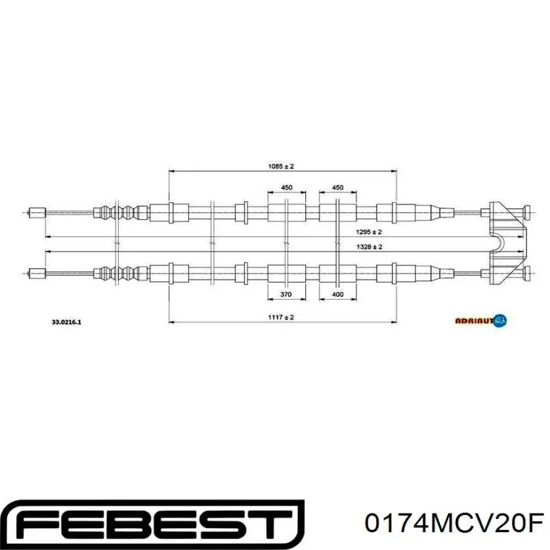 0174MCV20F Febest направляющая суппорта переднего нижняя
