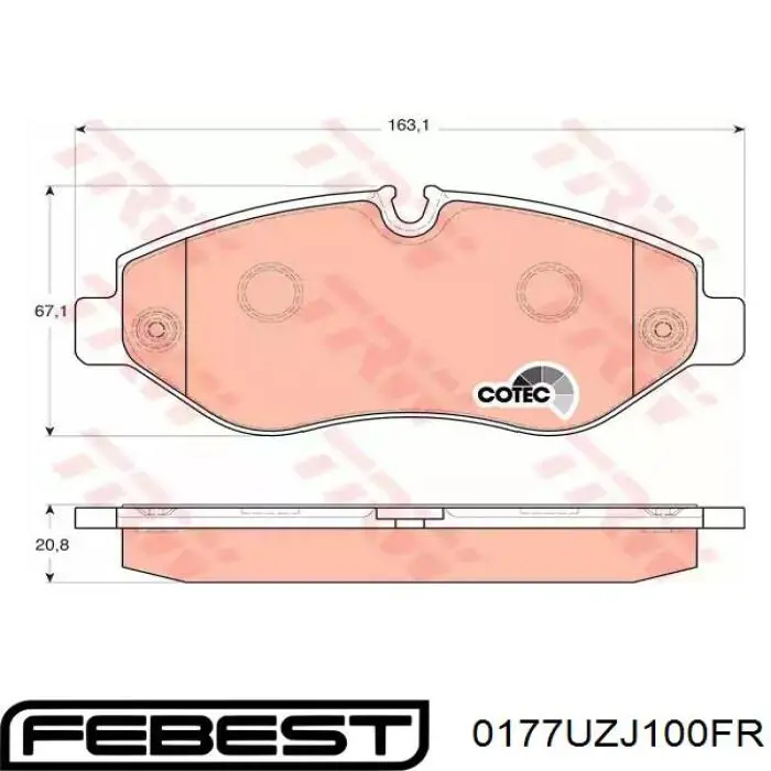 0177UZJ100FR Febest Суппорт тормозной, передний, правый