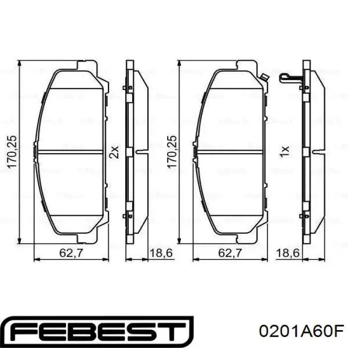 Купить 0201A60F Febest Колодки тормозные