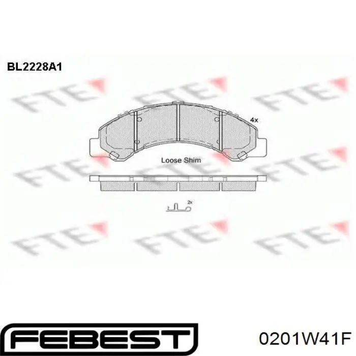 Купить 0201W41F Febest Колодки тормозные задние, дисковые