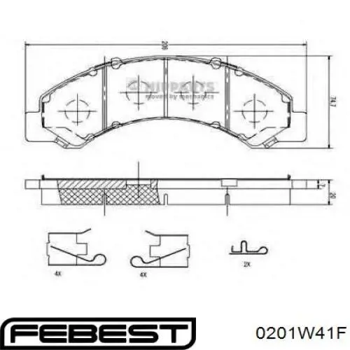 Задние тормозные колодки 0201W41F Febest