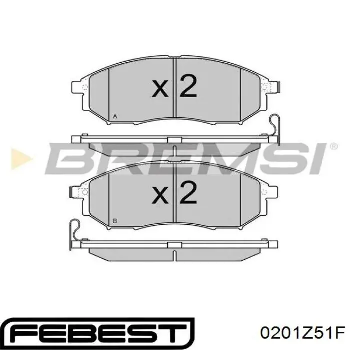 Передние тормозные колодки 0201Z51F Febest