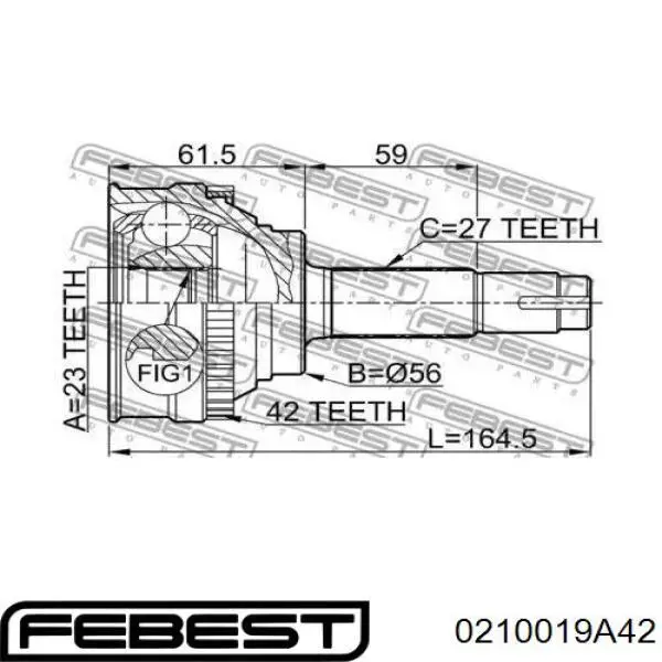 Купить 0210019A42 Febest Внешняя граната