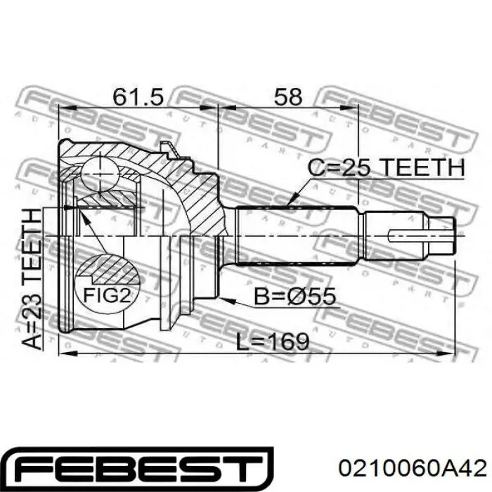 ШРУС наружный передний 0210060A42 Febest