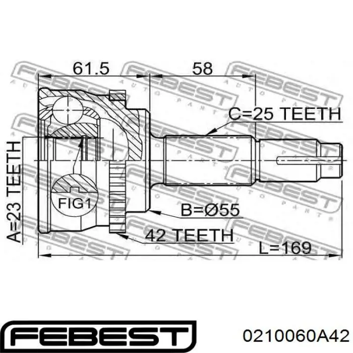 ШРУС наружный Febest 0210060A42