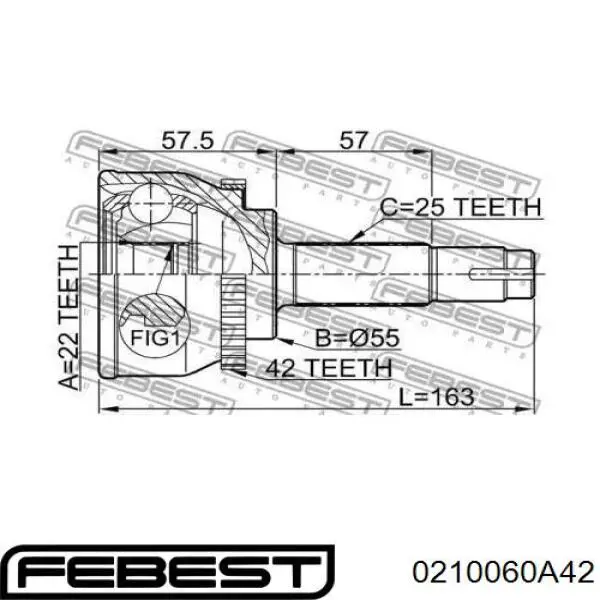 ШРУС наружный передний 0210060A42 Febest