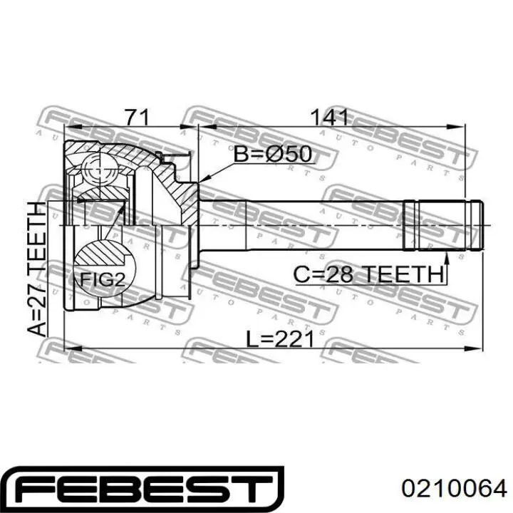 Купить 0210064 Febest Внешняя граната