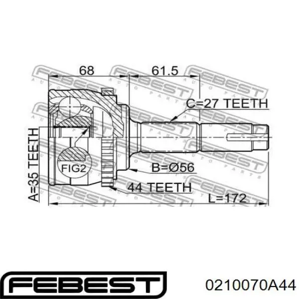Граната колесная Febest 0210070A44 цена, от 24.18 USD