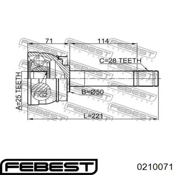 ШРУС наружный передний 0210071 Febest