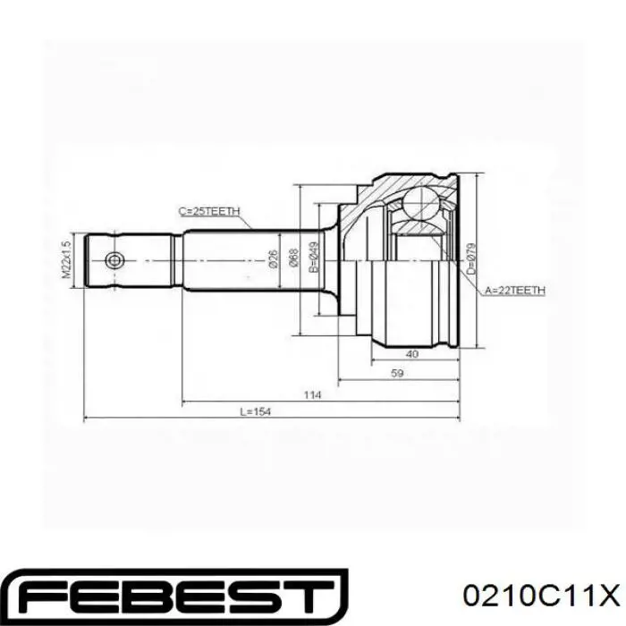 ШРУС наружный передний 0210C11X Febest