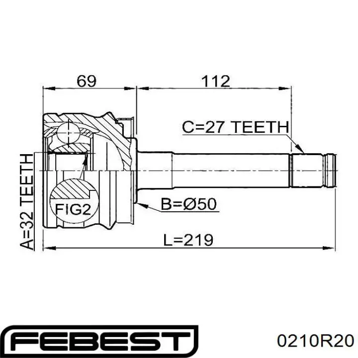 ШРУС наружный передний 0210R20 Febest