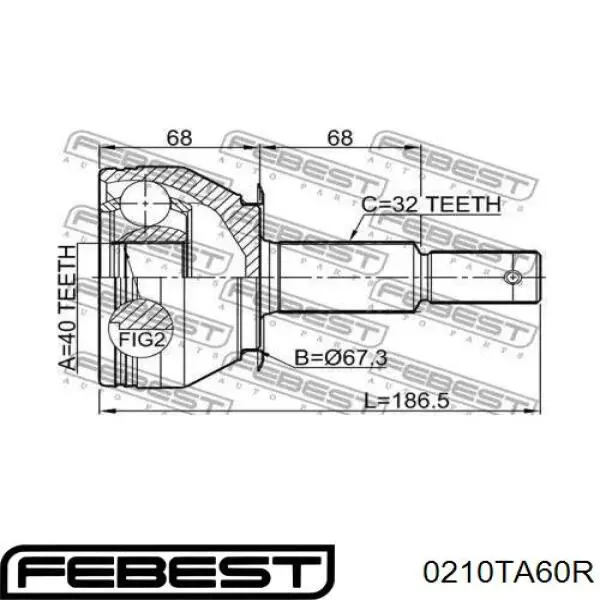 Купить 0210TA60R Febest ШРУС наружный задний