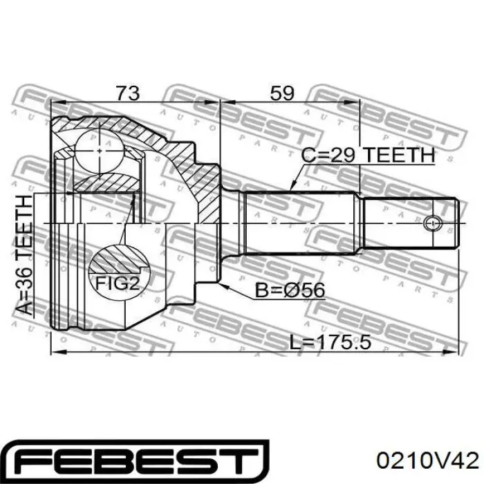 Купить 0210V42 Febest Внешняя граната
