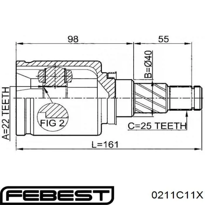 Купить 0211C11X Febest ШРУС внутренний
