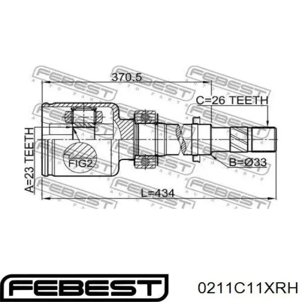 ШРУС внутренний передний правый 0211C11XRH Febest