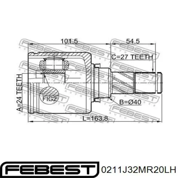 Шарнир угловых скоростей передний левый Nissan/Infiniti 39711EN000 цена, от 494.00 USD
