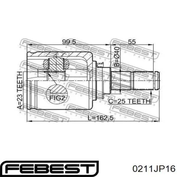 Купить 0211JP16 Febest ШРУС внутренний