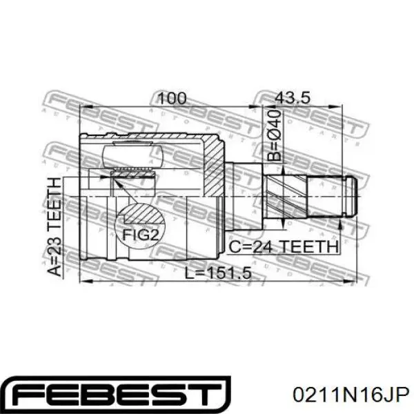 ШРУС внутренний 0211N16JP Febest