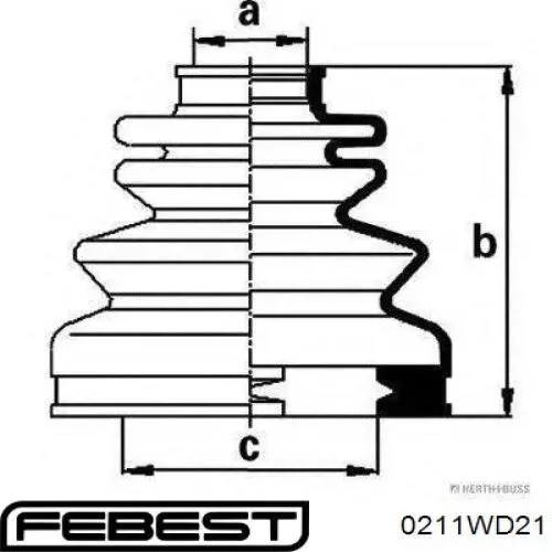 ШРУС внутренний передний левый Febest 0211WD21