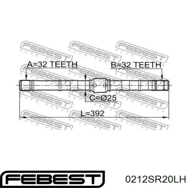 Левая полуось 0212SR20LH Febest