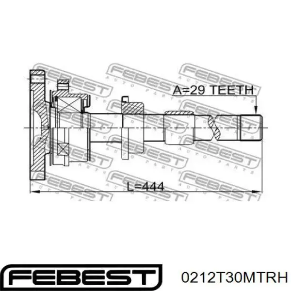 Купить 0212T30MTRH Febest Вал привода полуоси, промежуточный