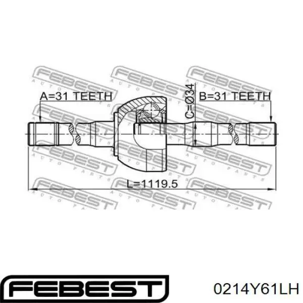 Левая полуось 0214Y61LH Febest