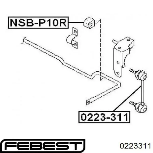 Стойка стабилизатора, заднего Febest 0223311