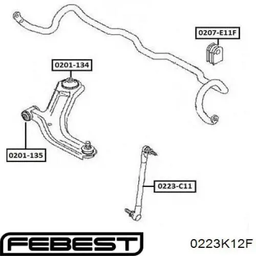Тяга переднего стабилизатора Febest 0223K12F цена, от 12.68 USD