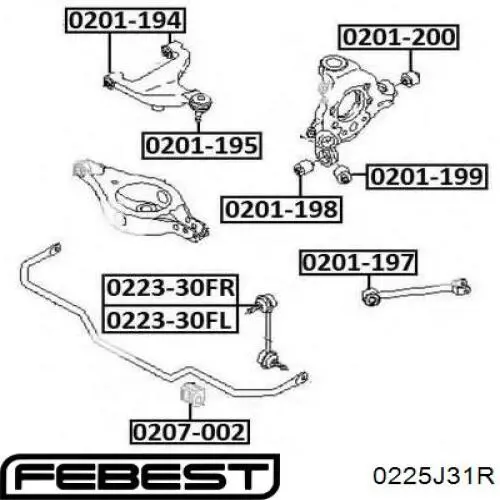 Тяга продольная задней подвески Febest 0225J31R