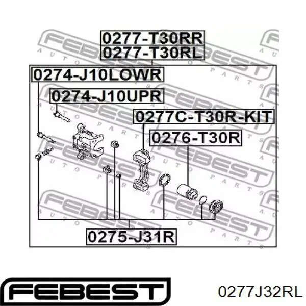 Суппорт задний левый 0277J32RL Febest