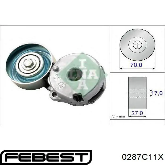 Натяжитель приводного ремня 0287C11X Febest