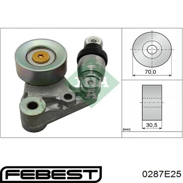 Натяжной ролик Febest 0287E25 цена, от 25.21 USD