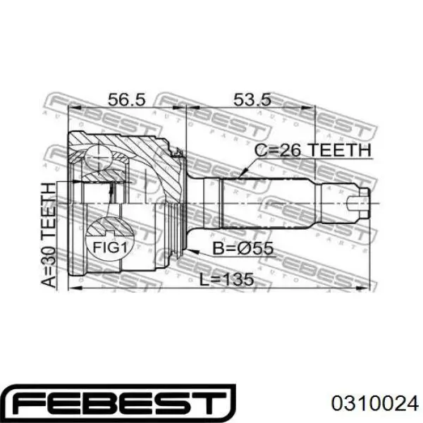ШРУС наружный передний 0310024 Febest