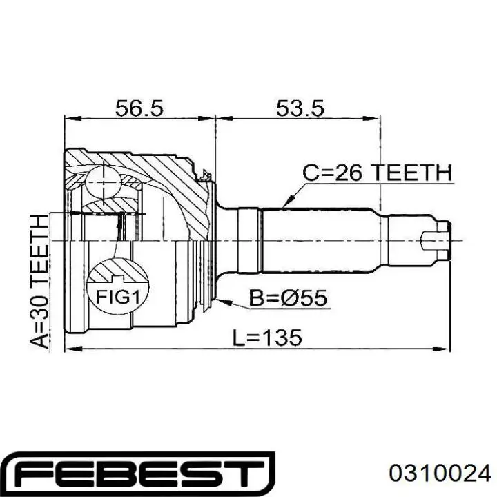 Купить 0310024 Febest Внешняя граната