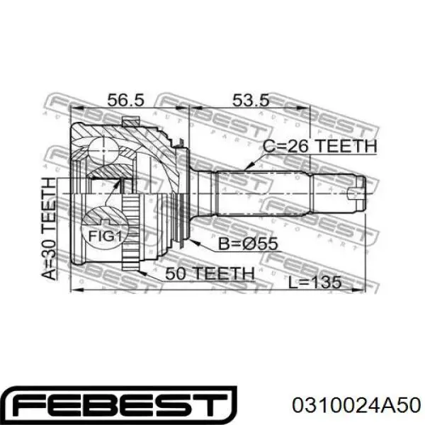 ШРУС наружный передний 0310024A50 Febest
