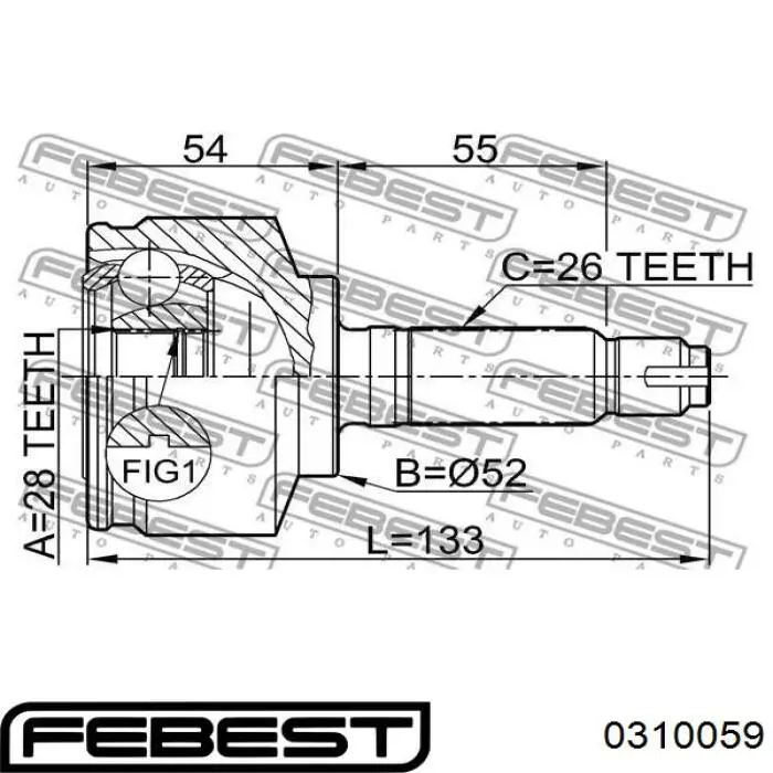 ШРУС наружный передний 0310059 Febest