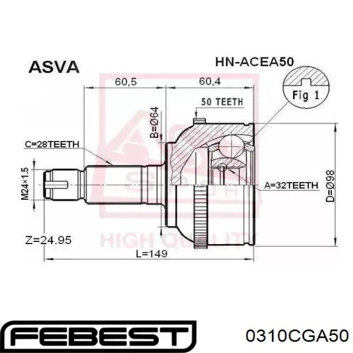 ШРУС наружный Febest 0310CGA50