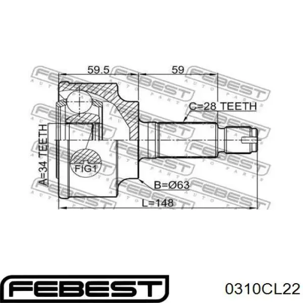 Граната колесная Febest 0310CL22 цена, от 35.60 USD