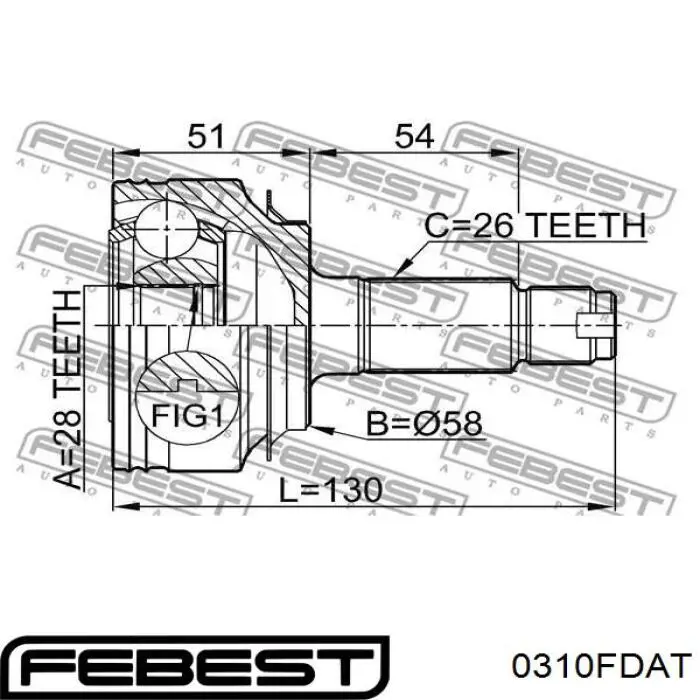 Граната колесная Febest 0310FDAT цена, от 54.26 USD