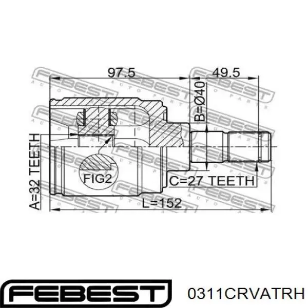Купить 0311CRVATRH Febest Шарнир угловых скоростей передний правый
