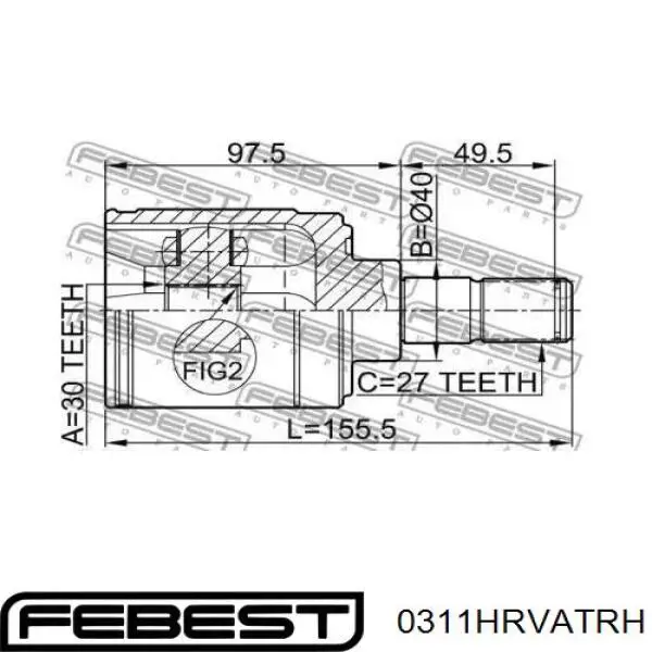 ШРУС внутренний передний правый Febest 0311HRVATRH