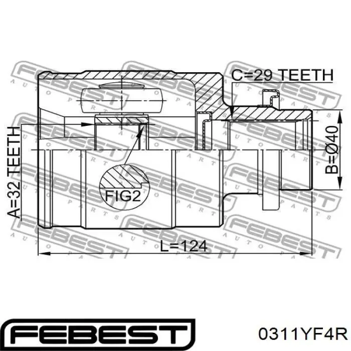 ШРУС внутренний задний 0311YF4R Febest