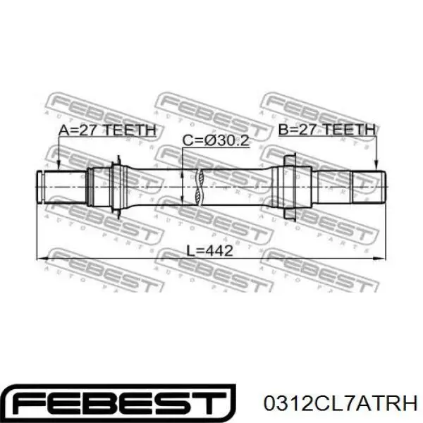 Вал привода промежуточный Febest 0312CL7ATRH